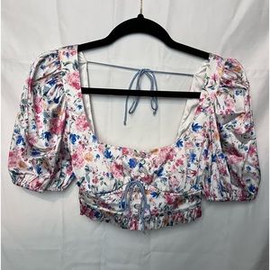 For Love and Lemons satin cropped top